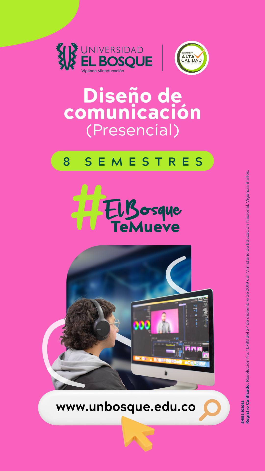 Admisiones Universidad El Bosque Facebook ad: ¡Estudia Diseño de Comunicación en El Bosque!