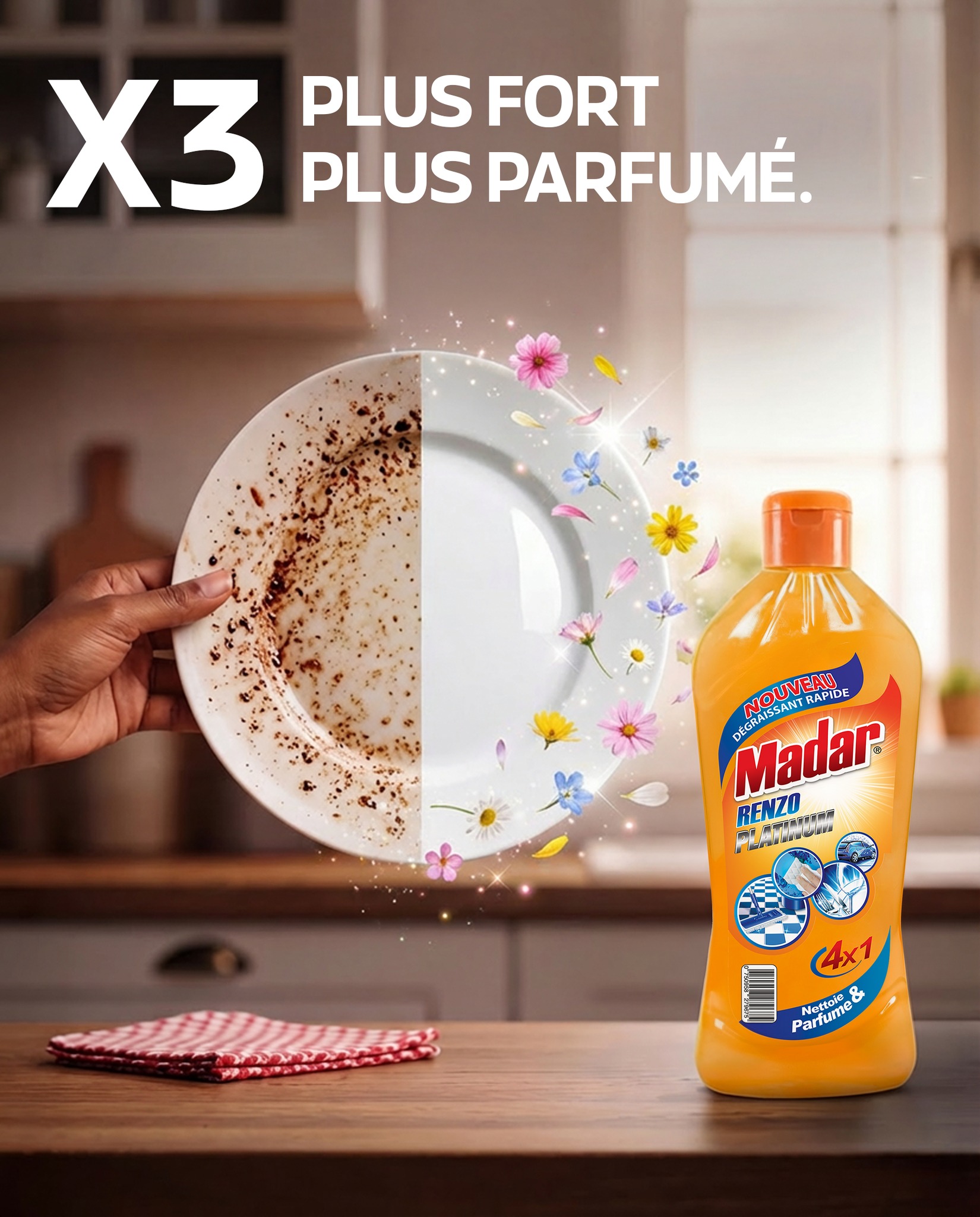 H&D Sénégal Facebook ad: X3 PLUS FORT, X3 PLUS PARFUMÉ!