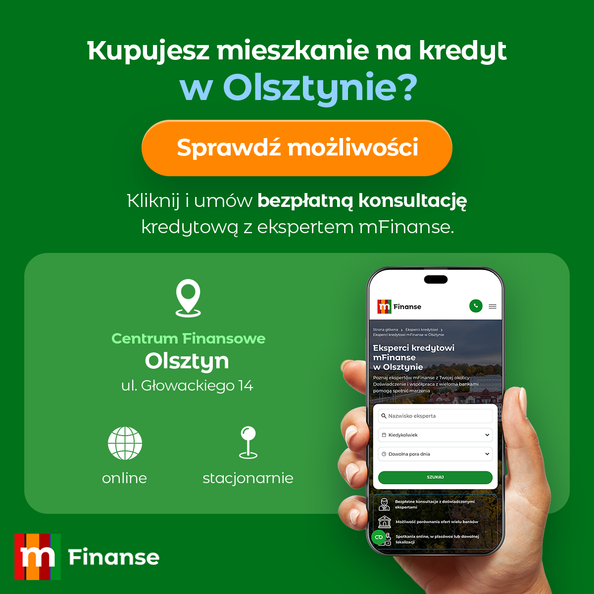 mFinanse Facebook ad: Znajdź eksperta kredytowego