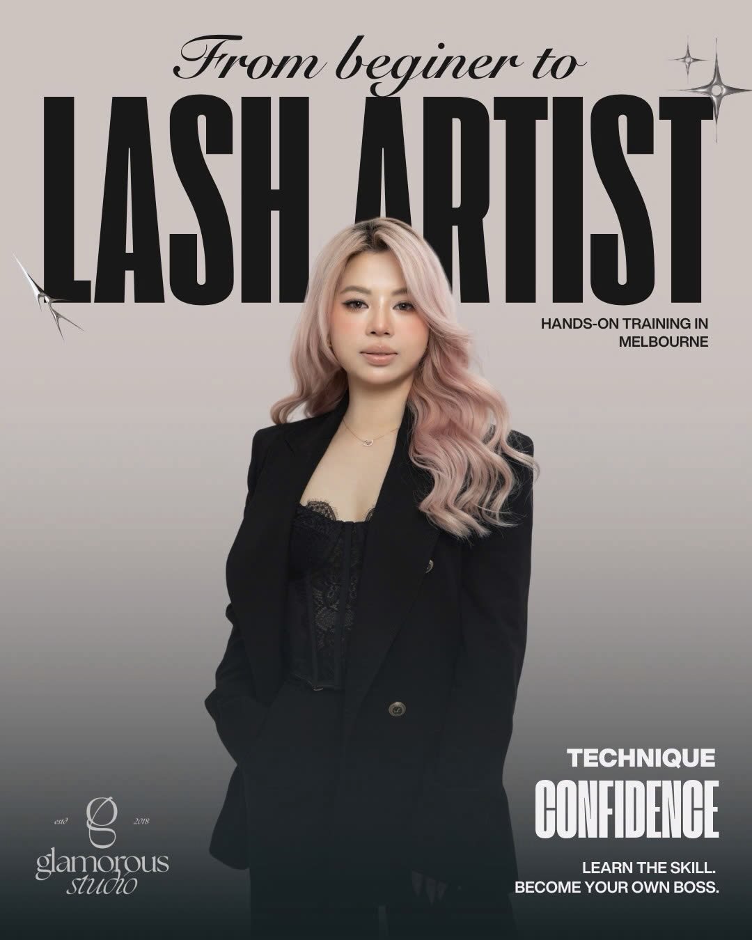 Glamorous Lashes & Brows Facebook ad