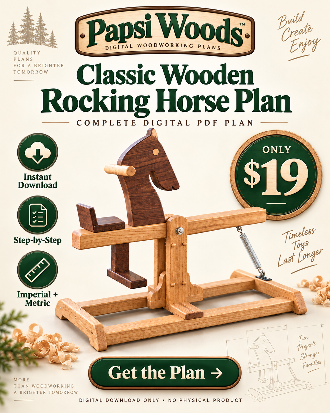 Shoes & Friends Facebook ad: Download The Wooden Rocking Horse DIY Plans