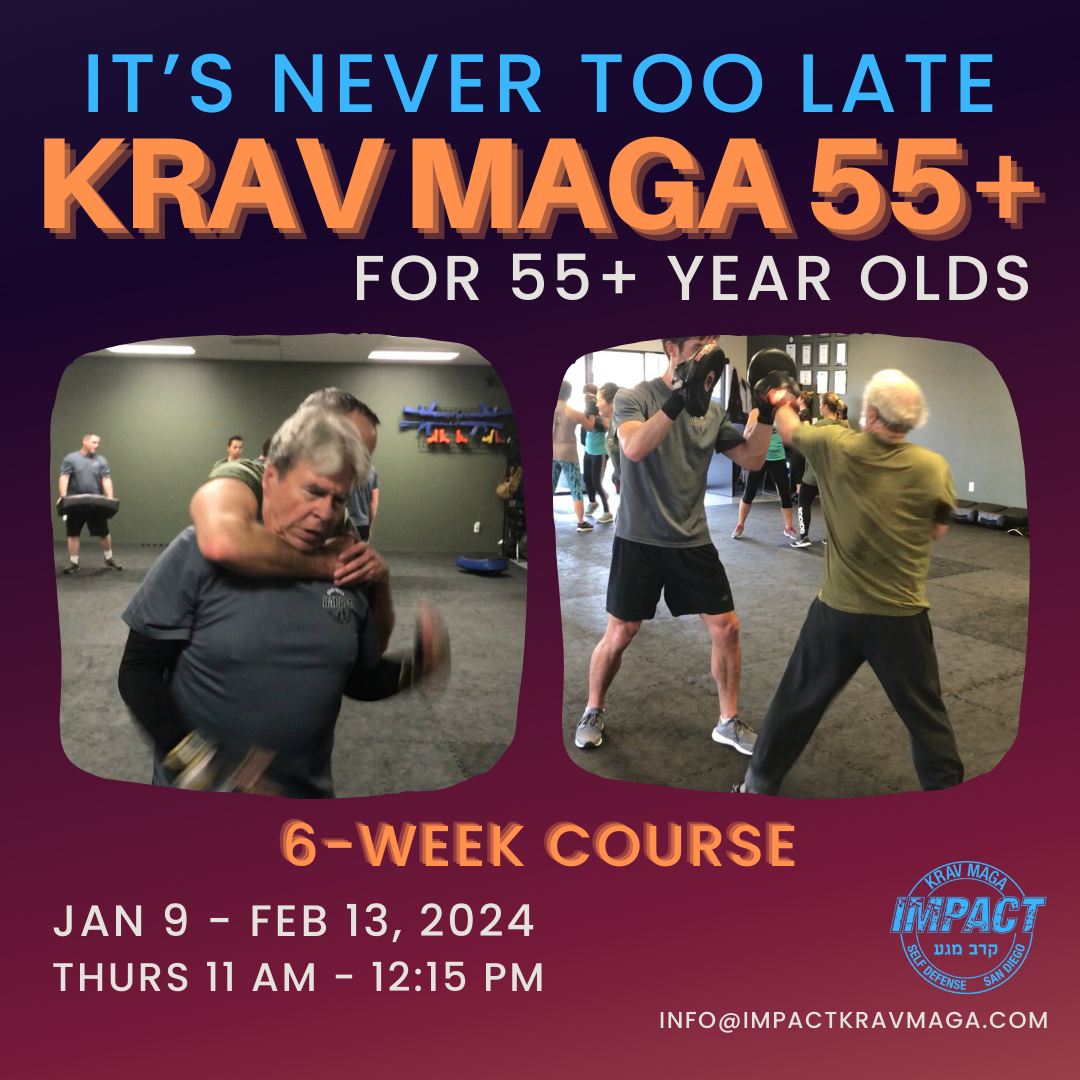 Impact Krav Maga Self-Defense, San Diego Facebook ad: Self-Defense for 55+ yo