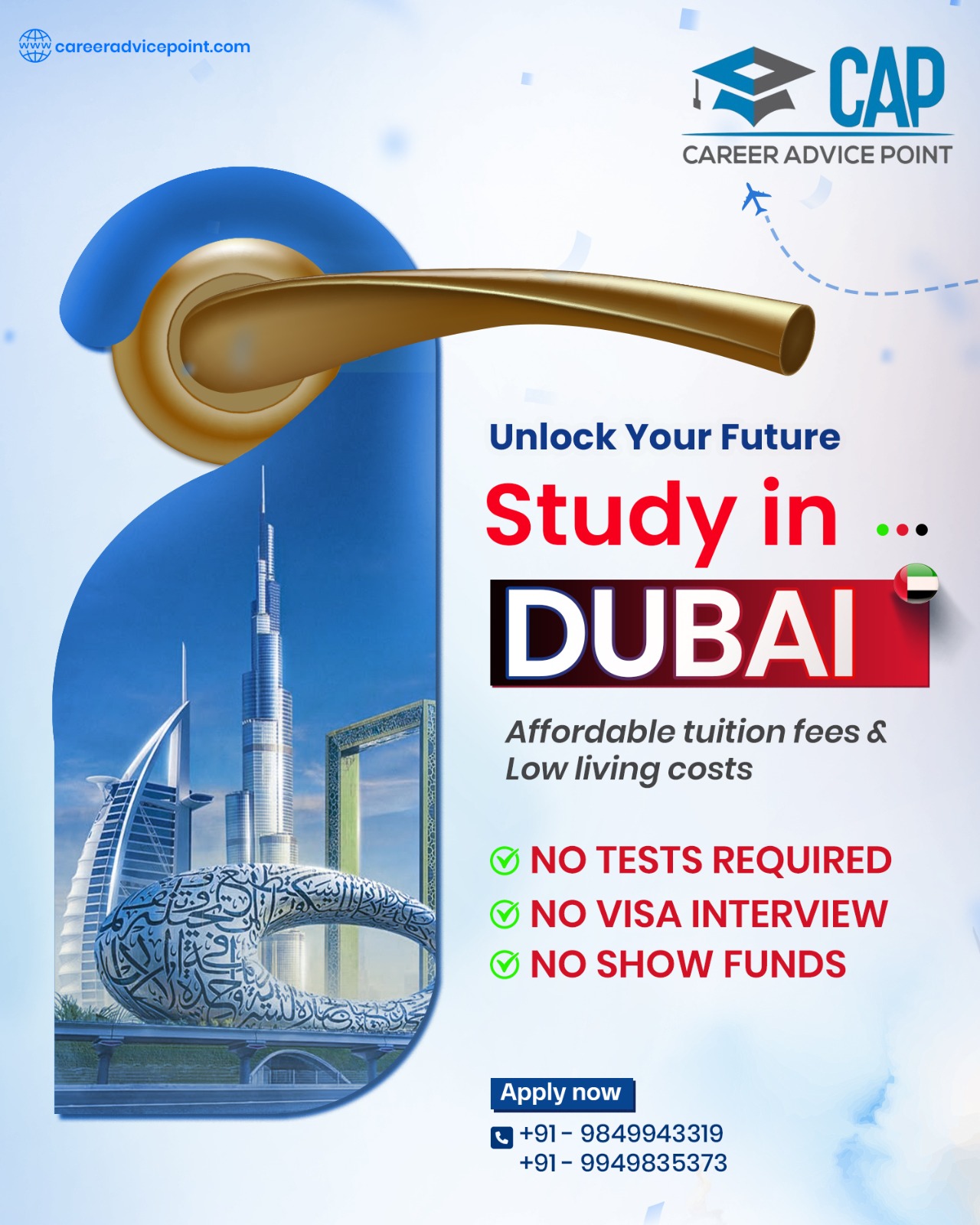 CAP Global Education Facebook ad: Study in Dubai, Apply for 2026 Intake