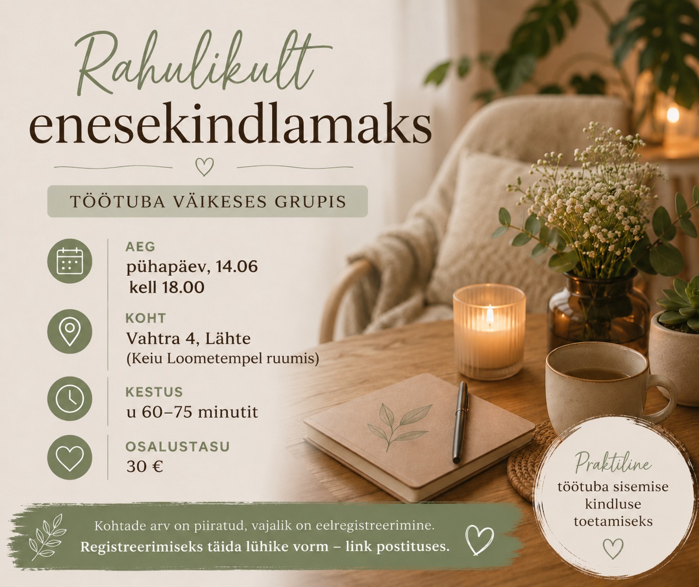 Jaanika Coaching + hüpnoteraapia Facebook ad: Rahulikult enesekindlamaks
