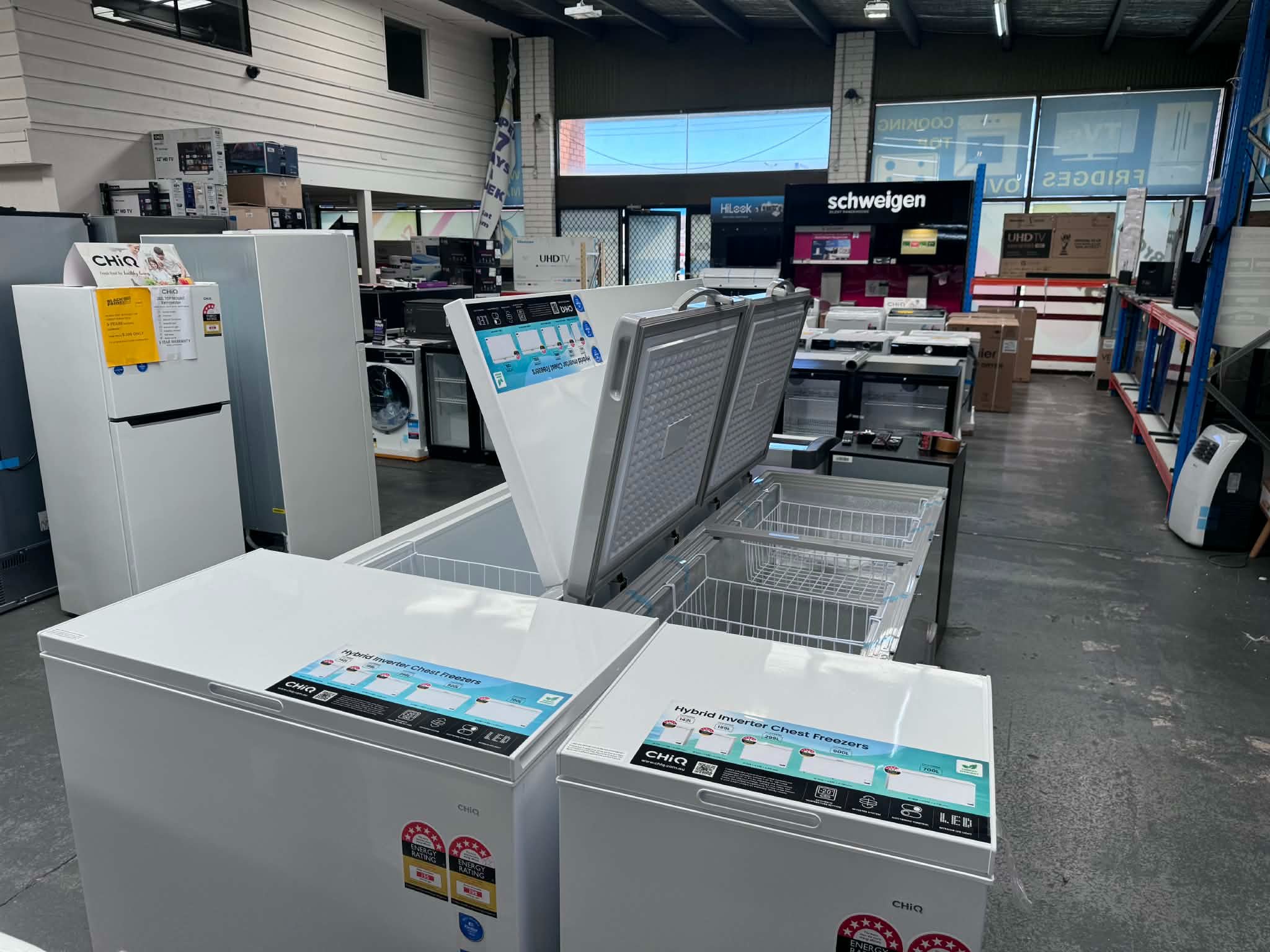 Dean Smith Facebook ad: Massive chest freezer sale! brand new units 142L, 300L…