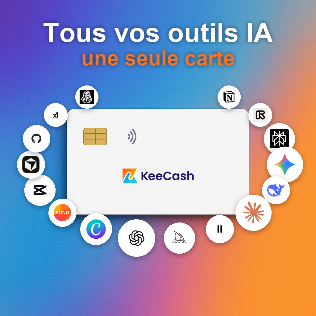 KeeCash - Cartes bancaires eur/usd par Mobile Money Facebook ad: Tous tes outils IA, une seule carte