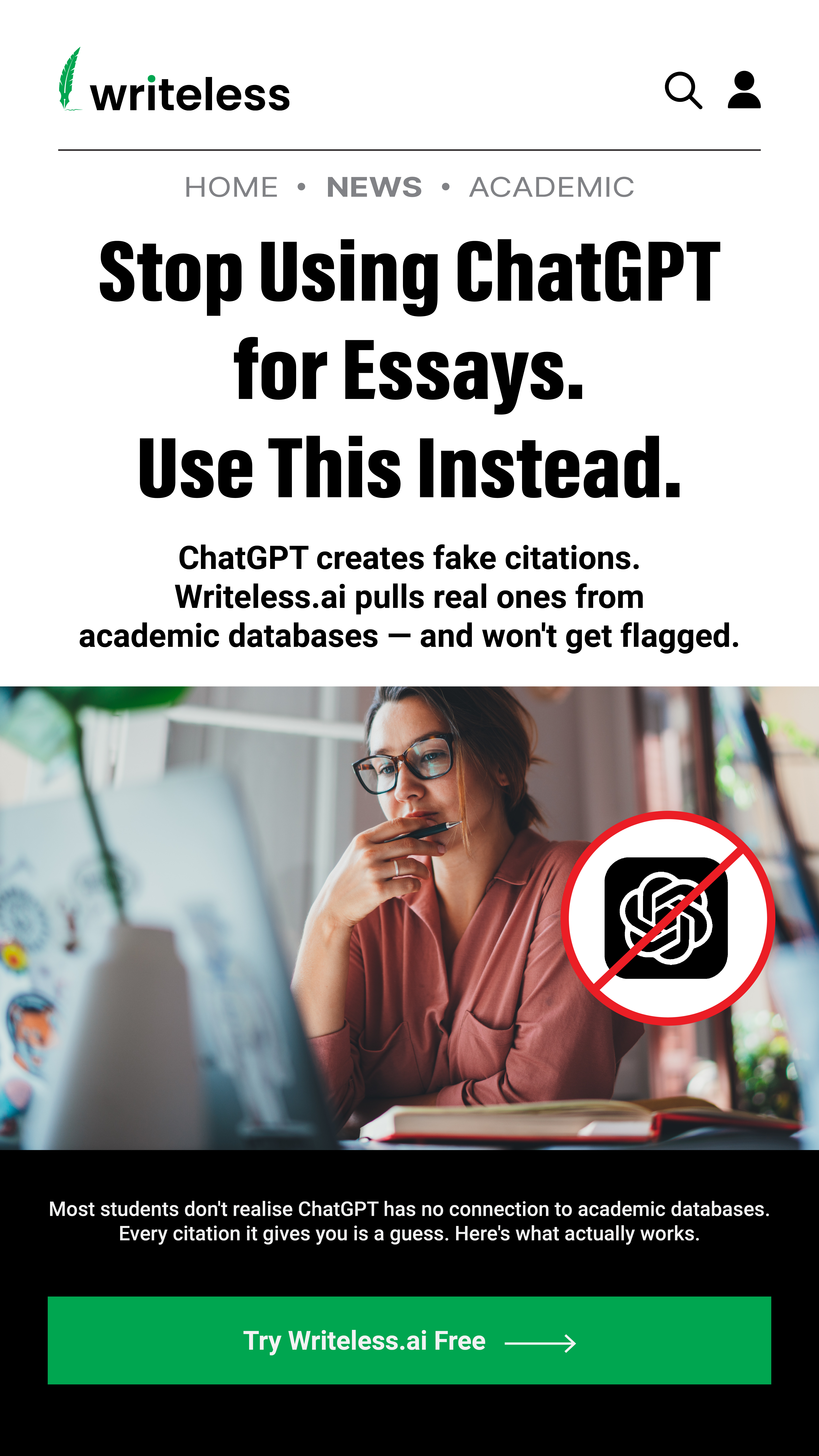 Writeless AI Facebook ad