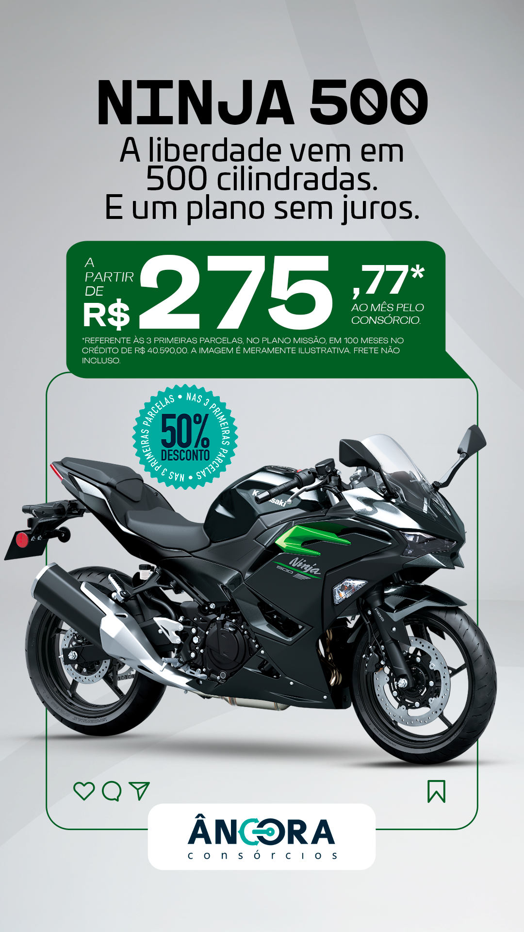 Consórcio Kawasaki Brasil Facebook ad from Jul 15, 2025