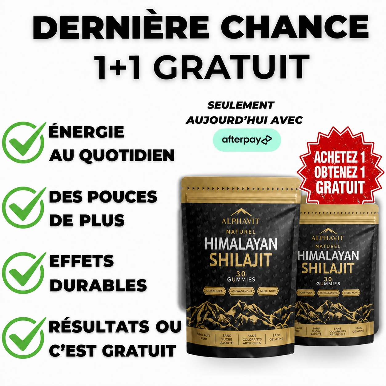 AlphaVit Facebook ad: 1 ACHETÉ = 1 OFFERT, votre 2ème mois de cure offert…