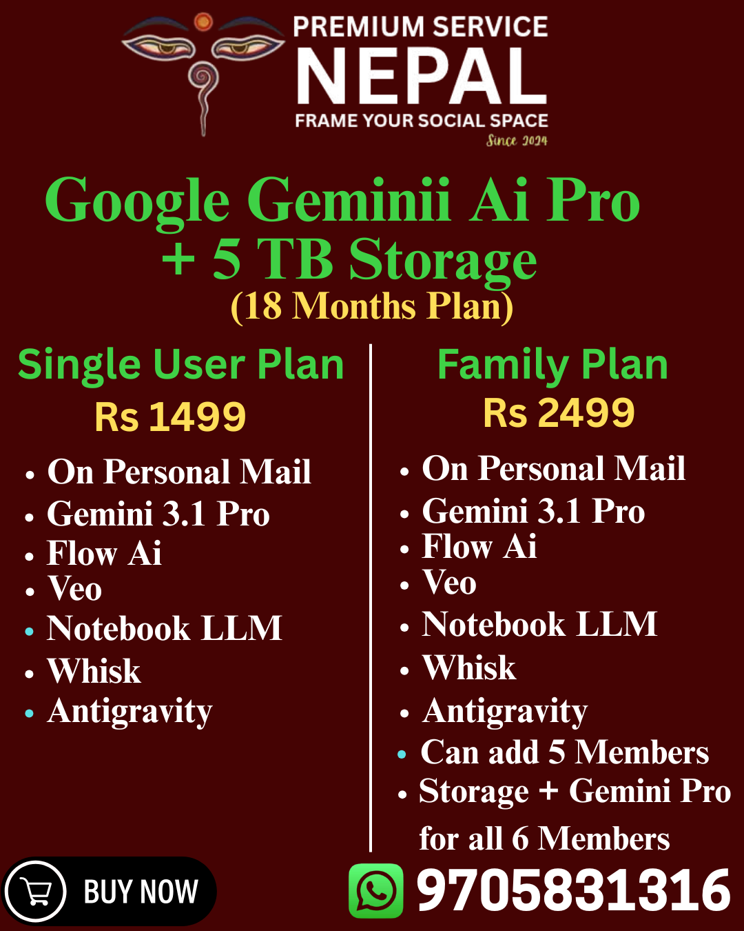 Premium Service Nepal Facebook ad: Google AI & Cloud Storage Solutions Available