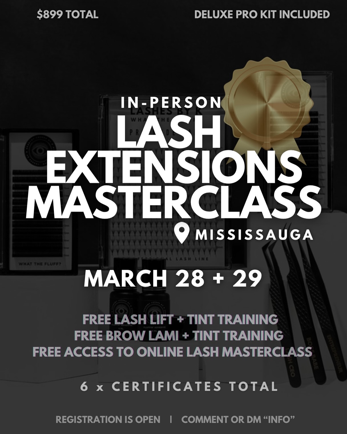 Lashes by K Academy Facebook ad: $899 TOTAL $200 DEPOSIT $699 REMAINING
