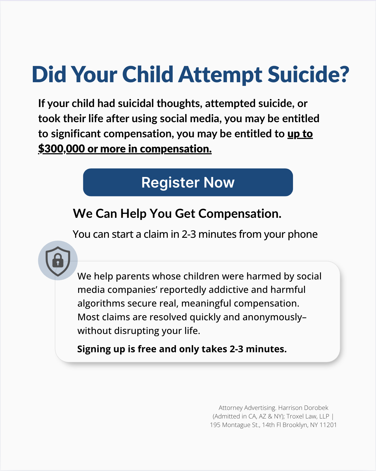 Parents Compensation Claims Facebook ad