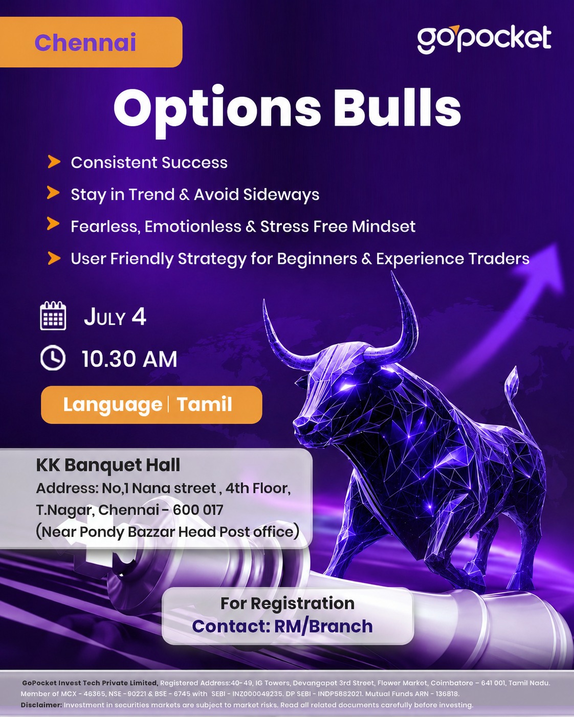 Gopocket.tamil Facebook ad: Options Bulls, சென்னையில் நேரடி கருத்தரங்கம்