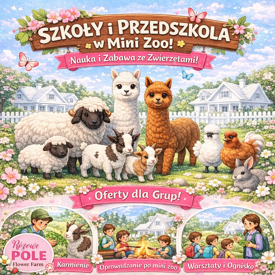 Różowe Pole - Farma Kwiatowa Facebook ad: Różowe Pole - Mini Zoo