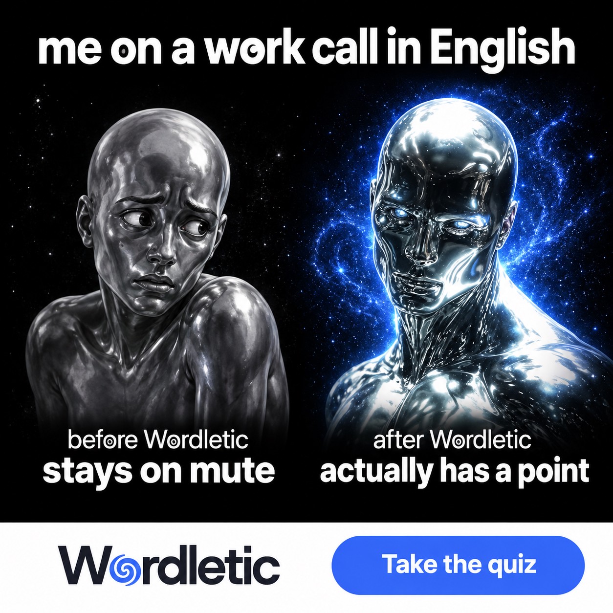 Wordletic Facebook ad: Build real English skills with Wordletic.
