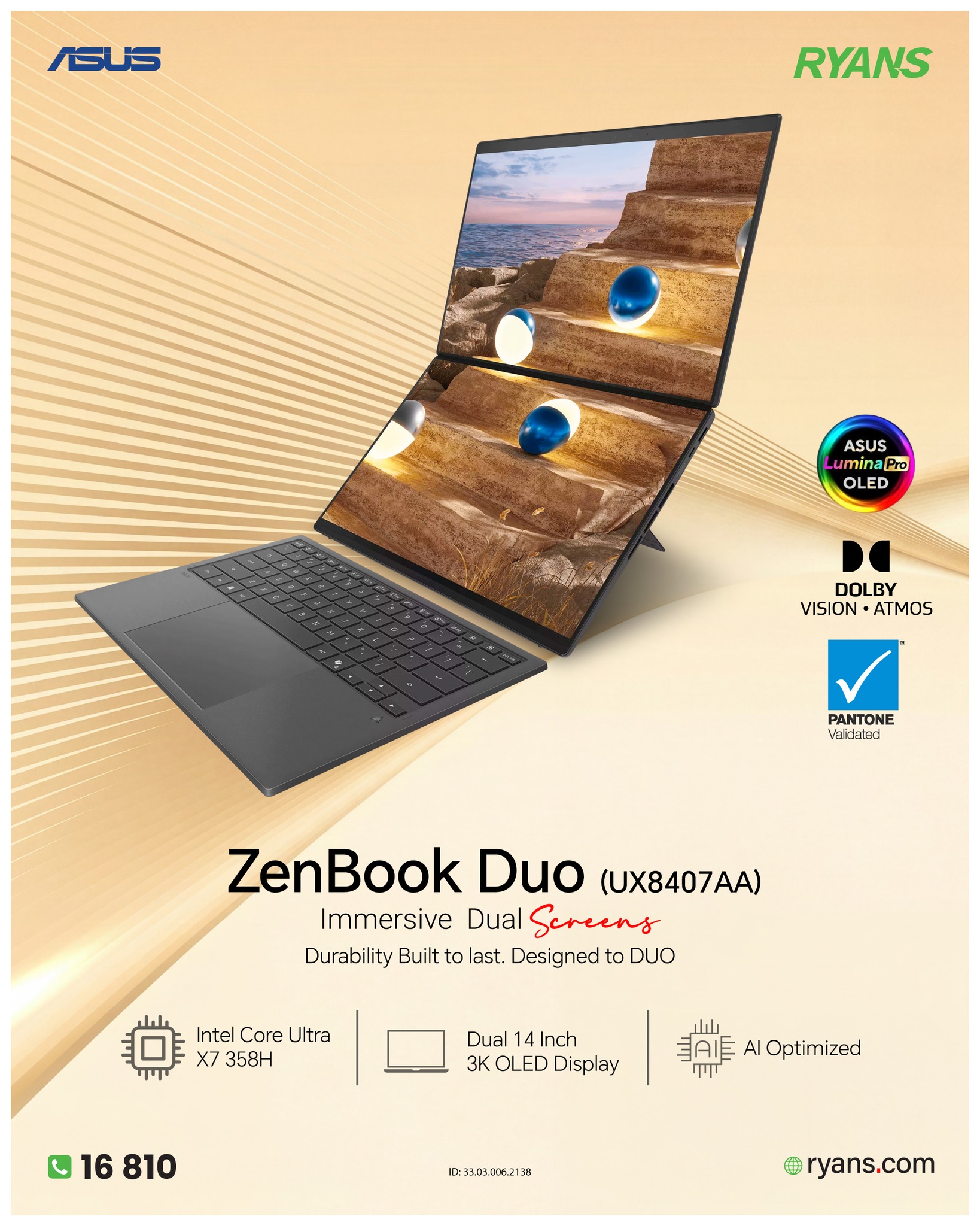 Star Tech Ltd. Facebook ad: ASUS ZenBook Duo UX8407AA, Dual-screen power for work…