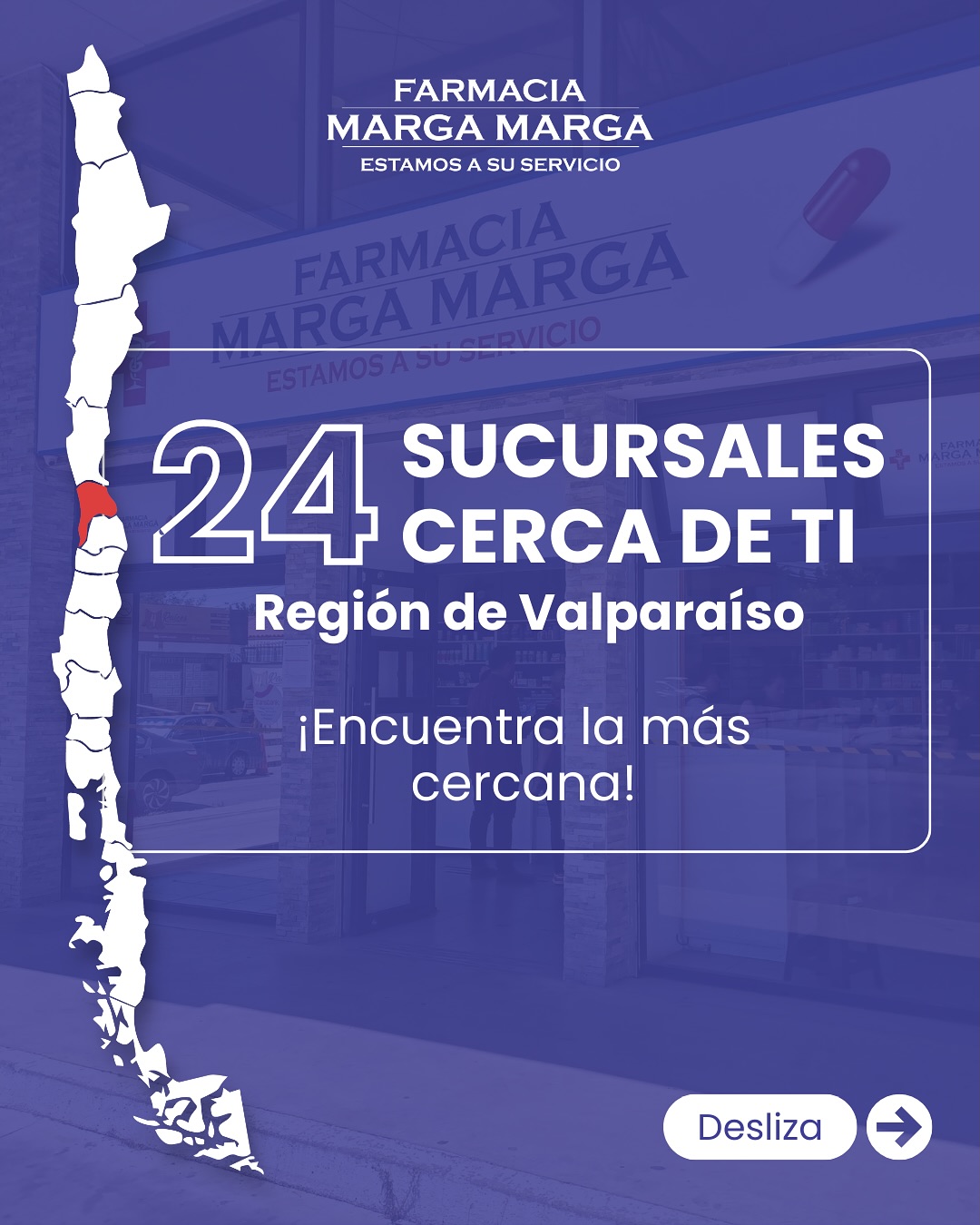 Farmacia Marga Marga Facebook ad: Cuando más lo necesitas, estamos cerca.