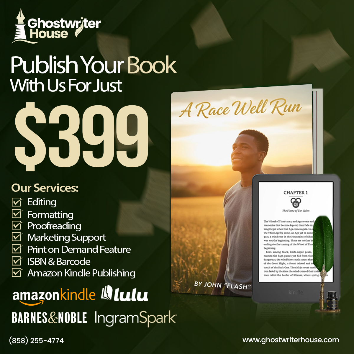 Ghostwriter House Facebook ad: For serious Authors only