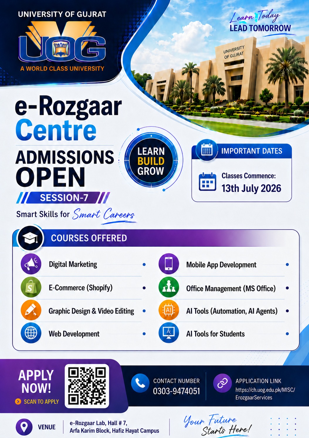 University of Gujrat Facebook ad from Jul 11, 2026