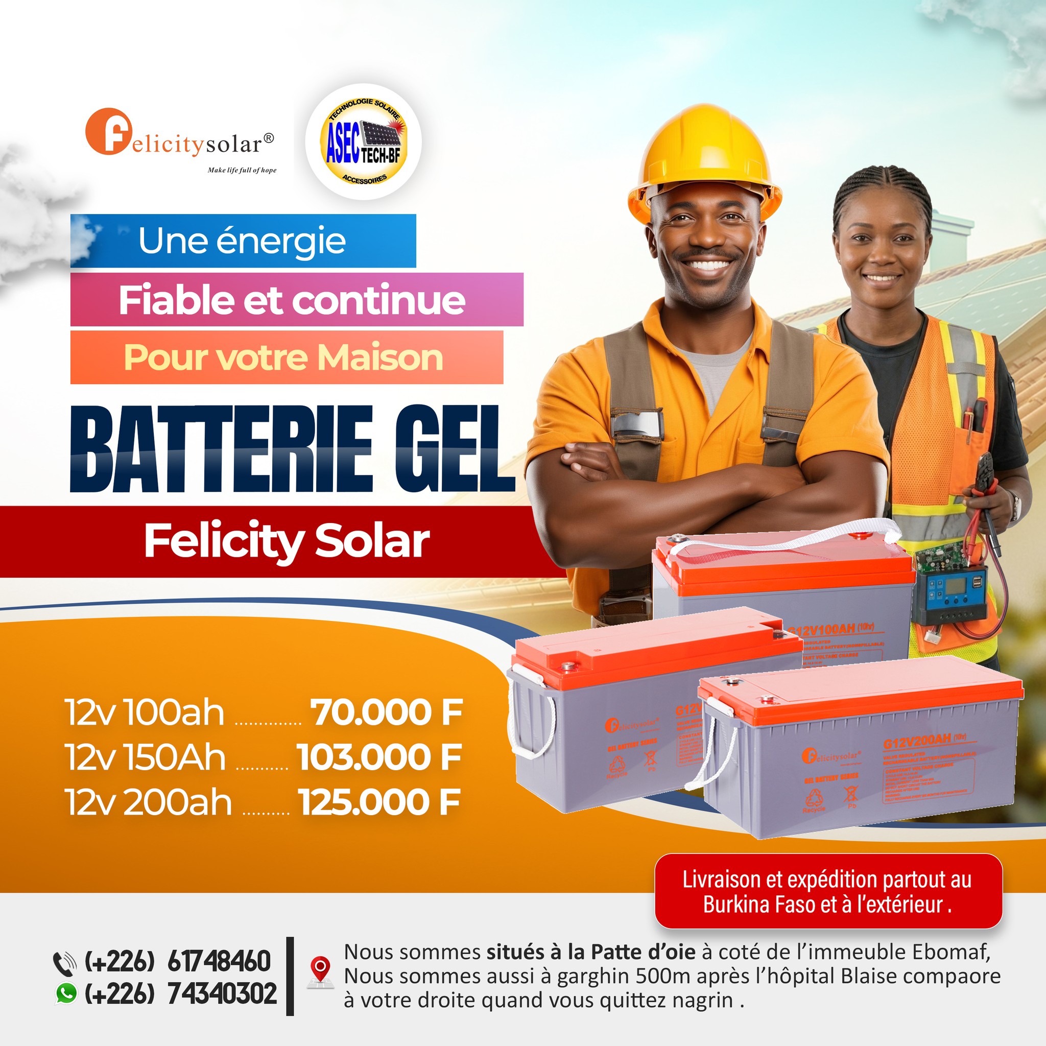 Felicity Solar Burkina Distributeur Agréé Facebook ad: Chez Felicity Solar, nous mettons à votre disposition…