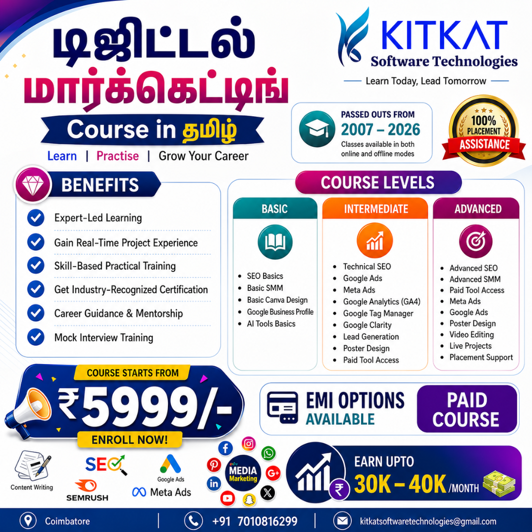 KitKat Tech Facebook ad: டிஜிட்டல் மார்க்கெட்டிங் Course starts from 5999Rs only