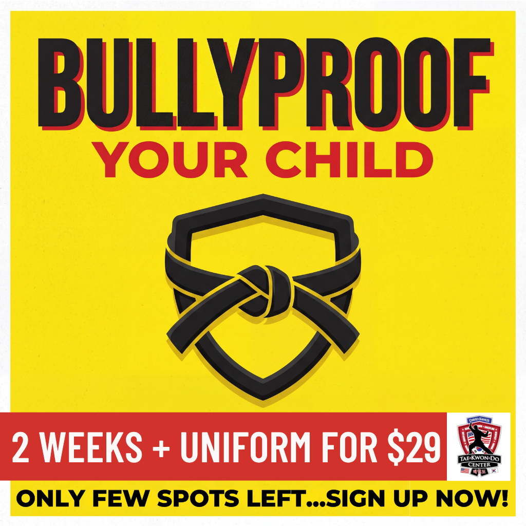 David Kang's Taekwondo Center Facebook ad: Bullyproof Your Child, 2 Weeks for Just $29!