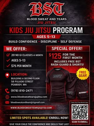 Blood Sweat and Tears Jiu-Jitsu Facebook ad: Children’s Self Defense!