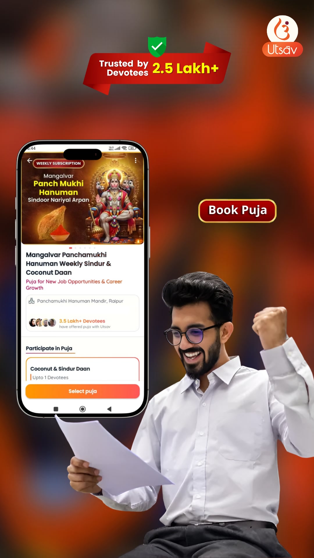 Utsav App: India’s most Loved Puja Booking App Facebook ad: Tuesday Hanuman Seva @ ₹39
