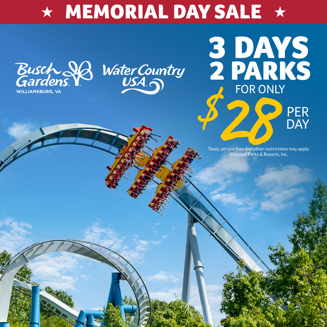 Busch Gardens Williamsburg Facebook ad from May 11, 2026