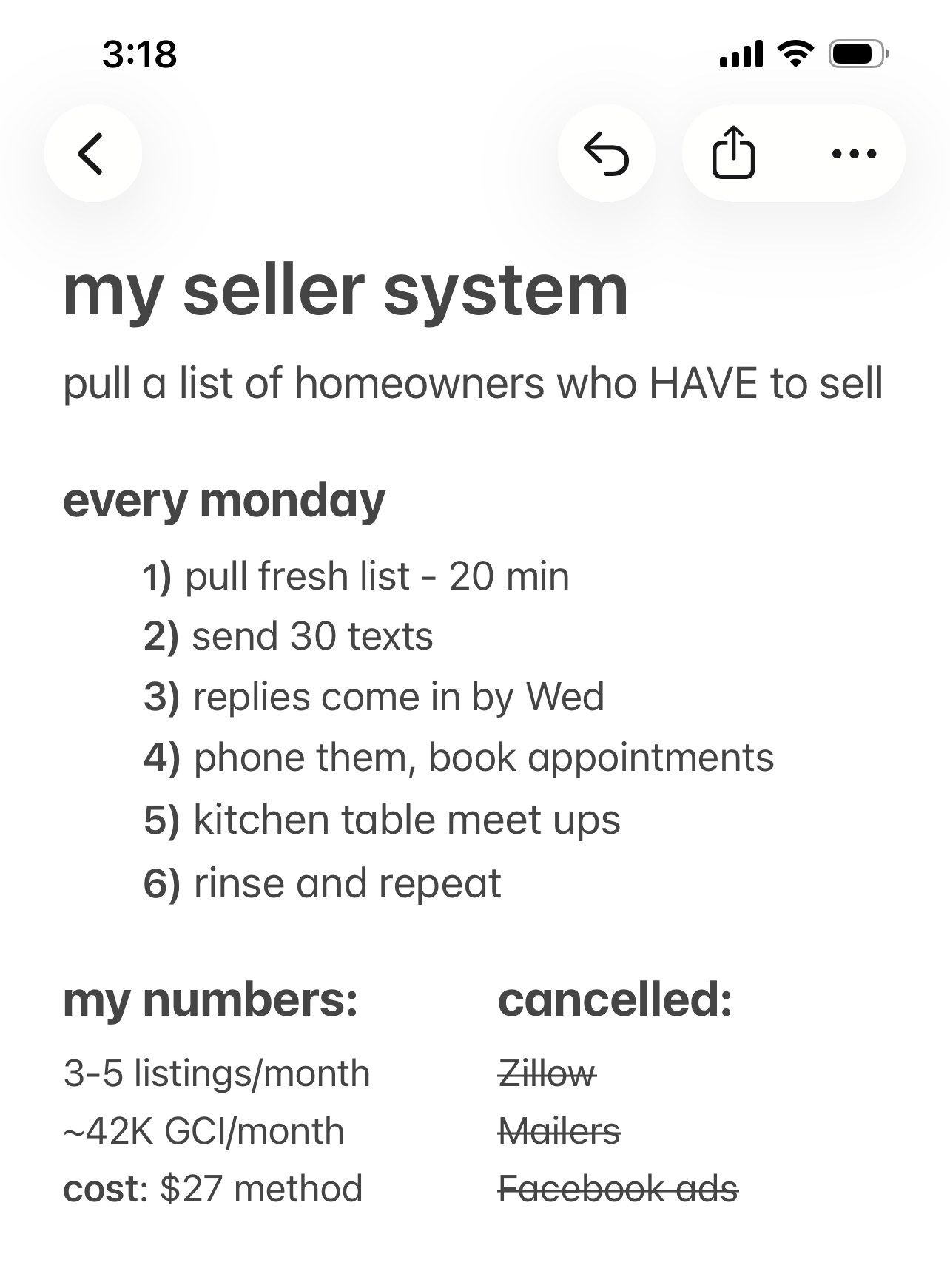 Deal Machine OS Facebook ad: My Seller System, 3-5 Listings/Month for $27