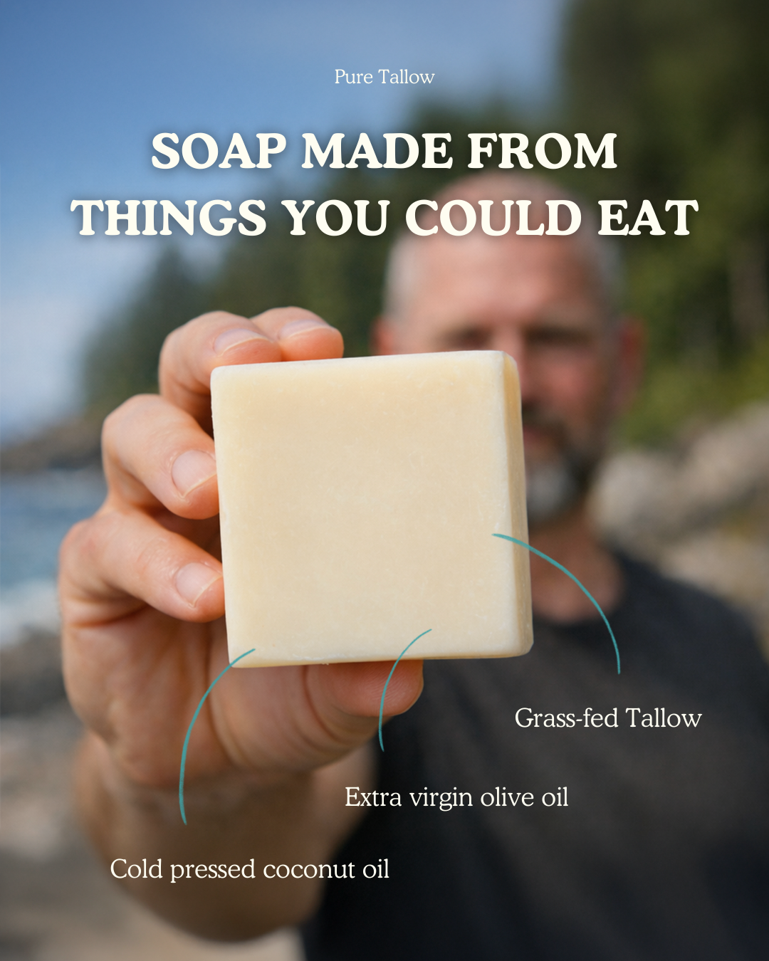 Pure Tallow Facebook ad: Soap made from edible fats