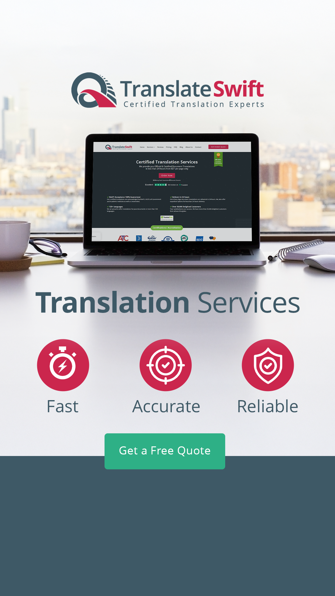 TranslateSwift Facebook ad: NAATI Certified Translation Experts