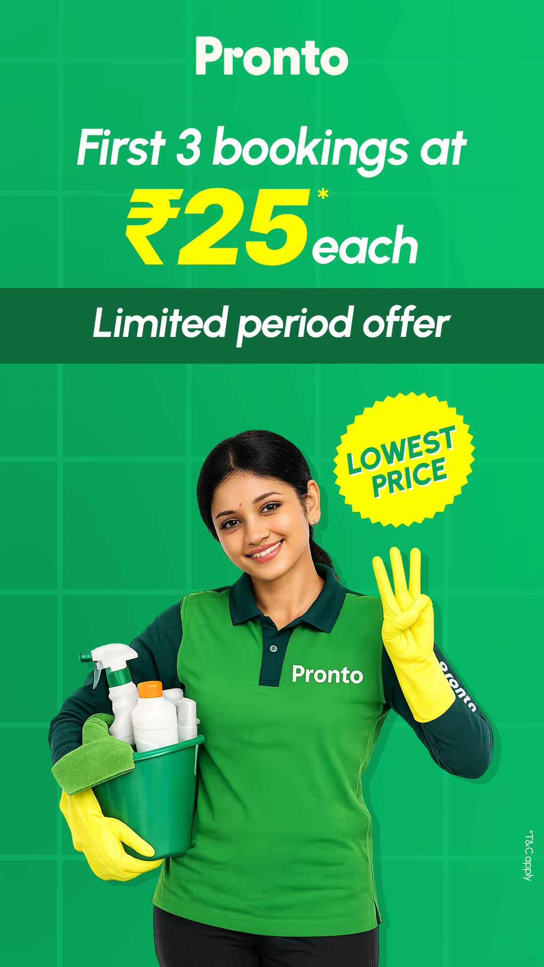 Pronto - India's 10 Minute Home Services App Facebook ad
