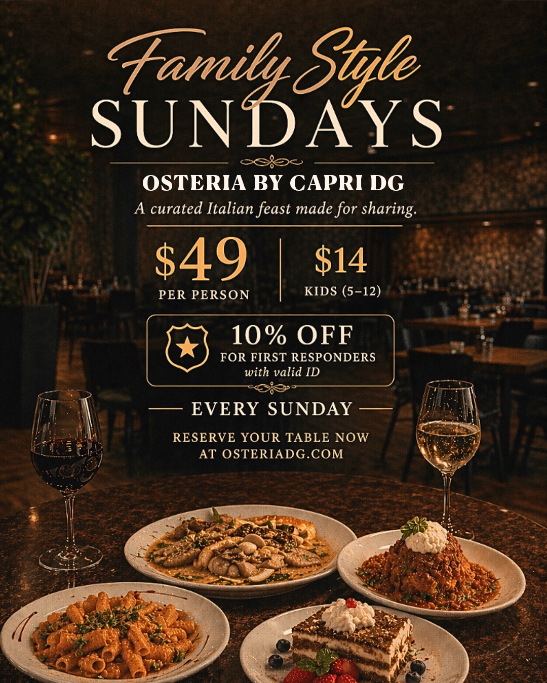 Osteria By Capri Facebook ad: Sunday is best served together