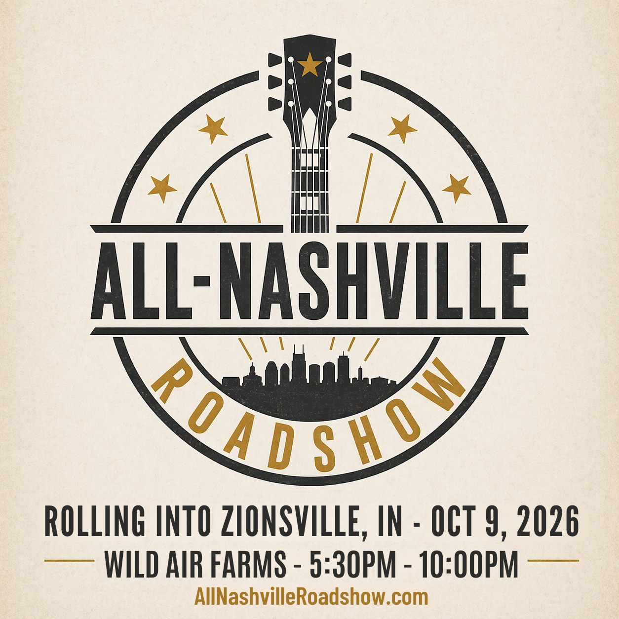 All Nashville Roadshow Facebook ad: Rolling into Zionsville, IN - October 9!