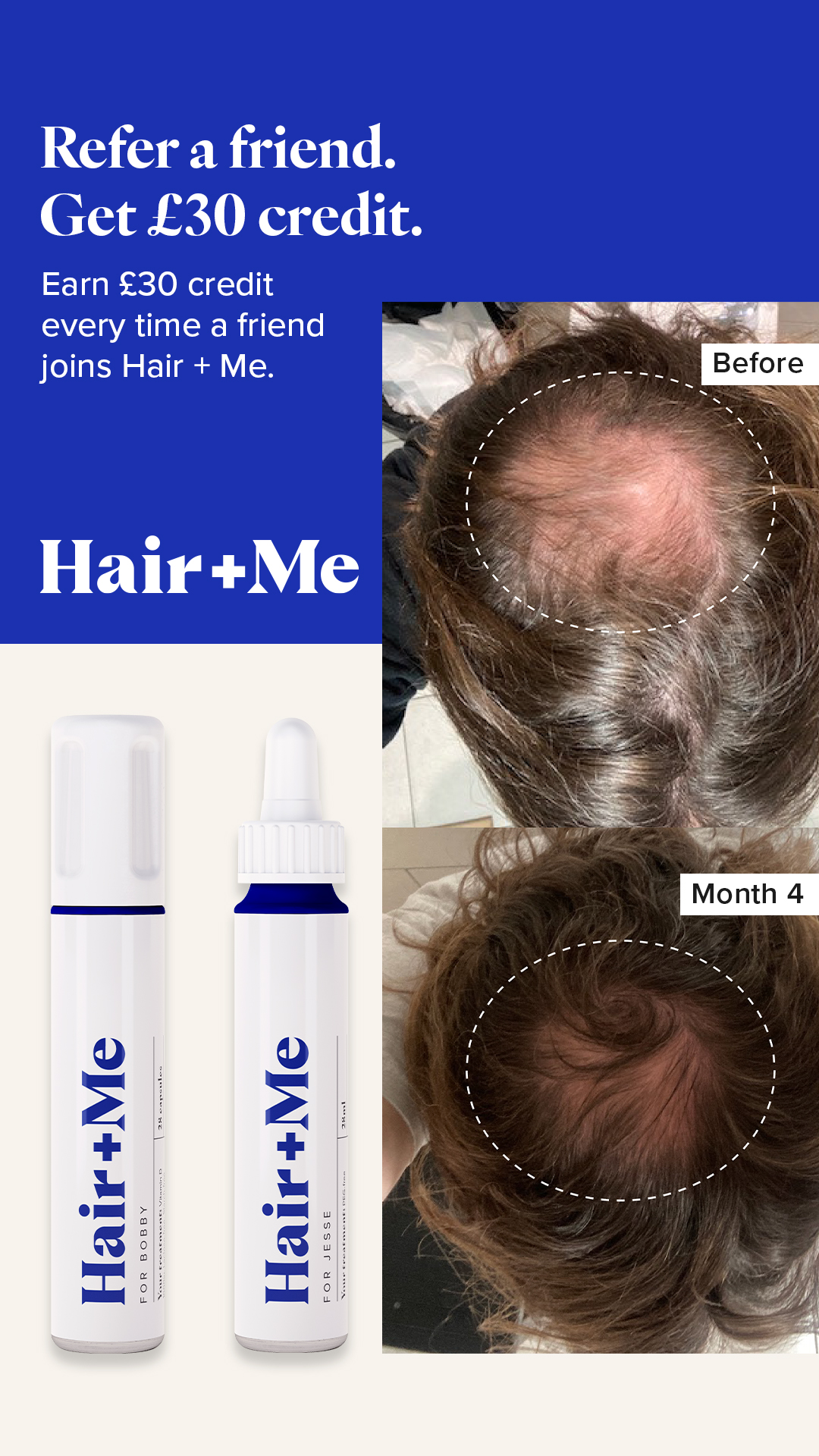 Hair + Me Facebook ad from Sep 1, 2026