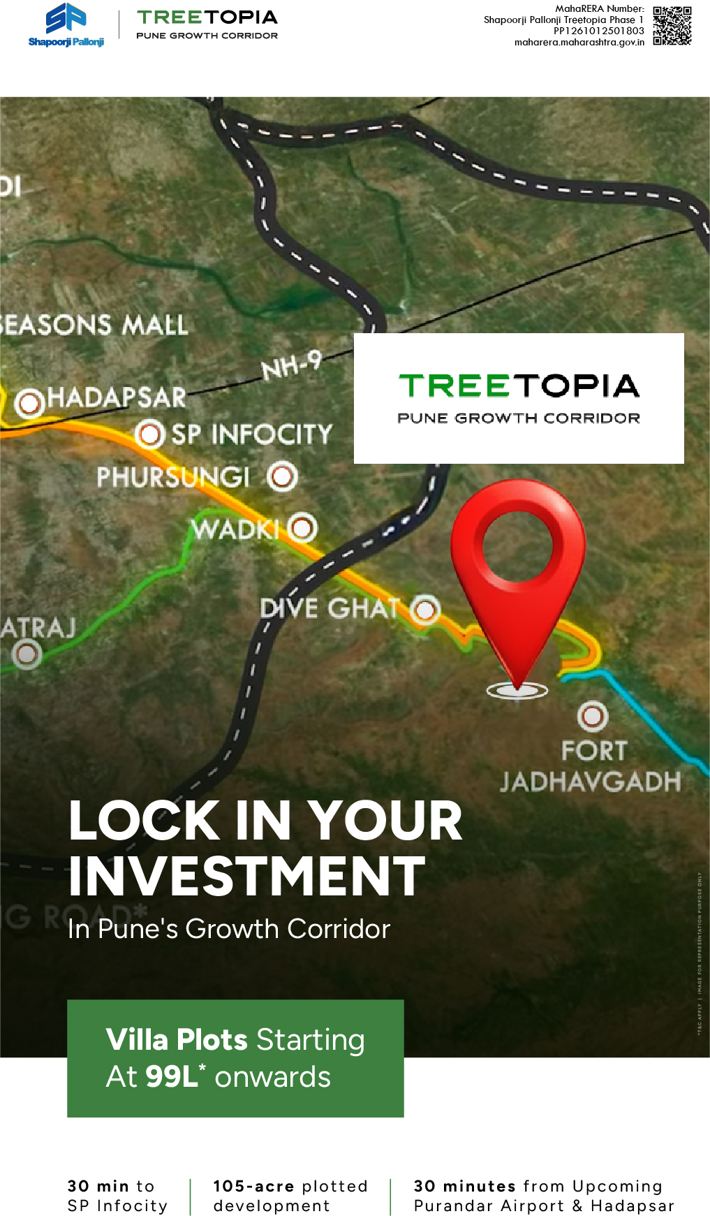 Shapoorji Pallonji Real Estate Facebook ad: NA Plots Starting At ₹99L onwards