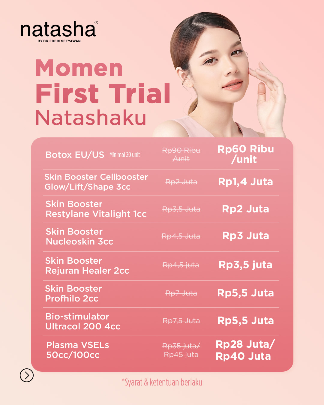Natasha Skin Clinic Center Facebook ad