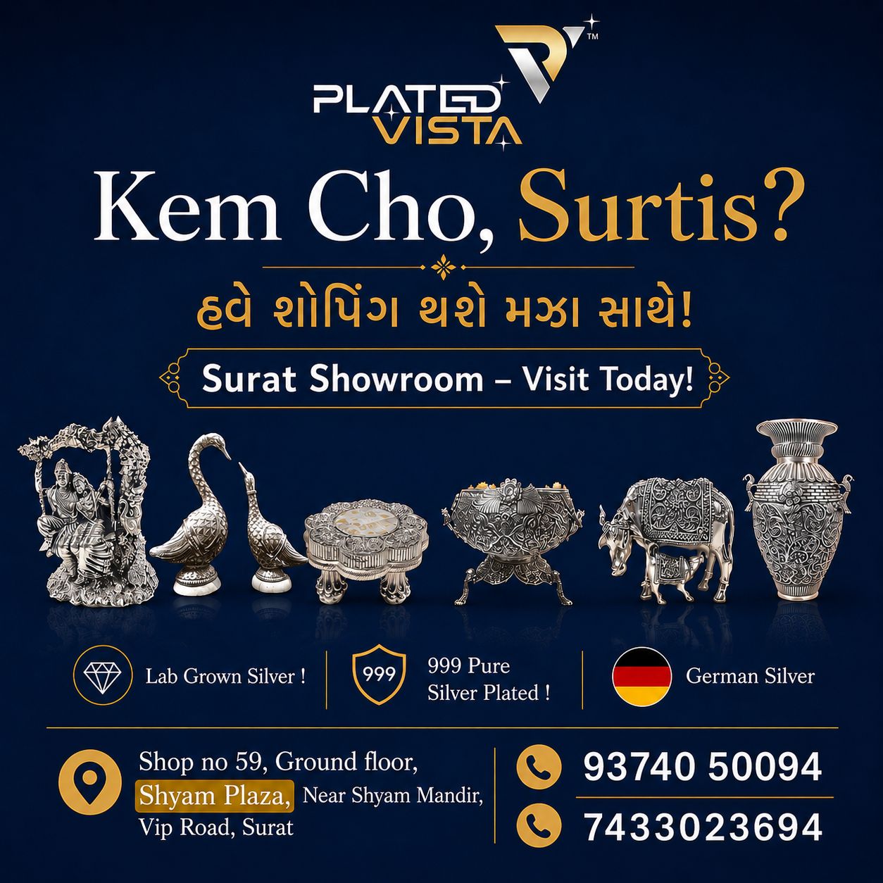 Plated Vista Facebook ad: Premium Silver Gifts in Surat