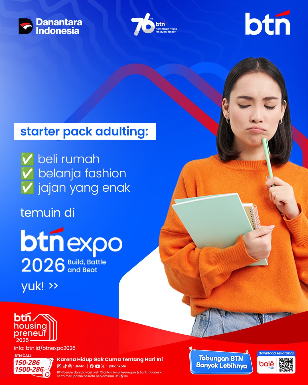 Bank BTN Facebook ad: Dateng ke BTN Expo 2026 = Experience paket…