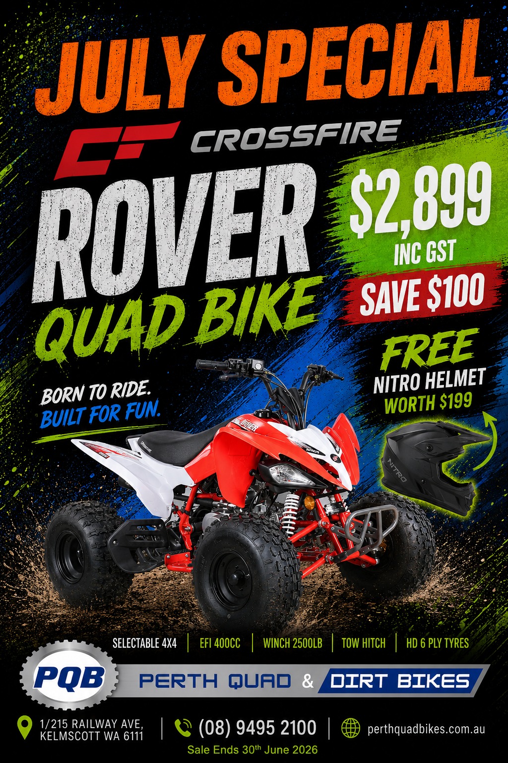 Perth Quad Bikes Facebook ad from Jul 7, 2026
