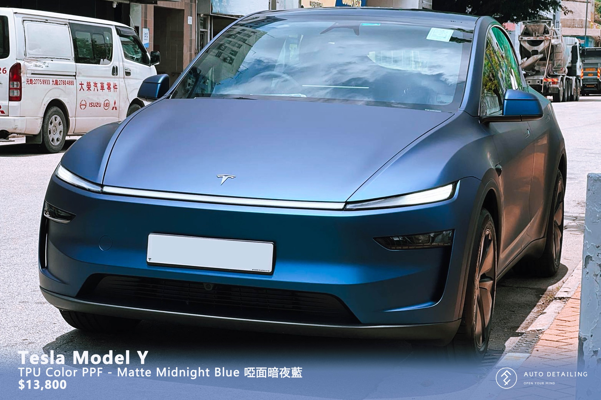 F4 Auto Detailing Facebook ad: 【Tesla Model Y|TPU Color PPF 轉色|Matte Midnight Blue…