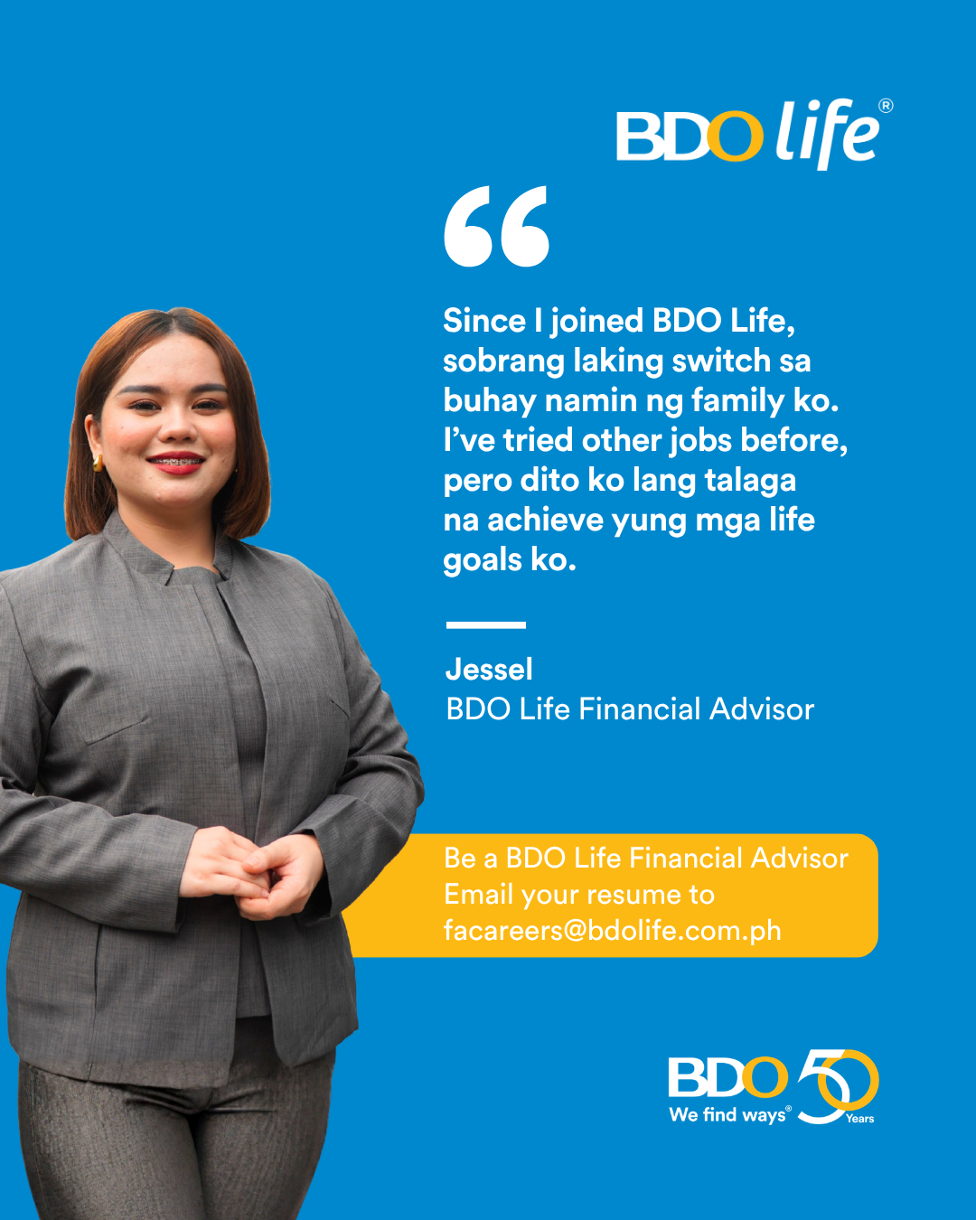 BDO Unibank Facebook ad: Be a BDO Life Financial Advisor