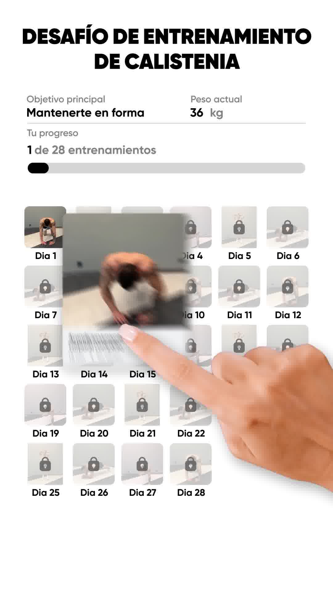 28 Day Challenge - Calisthenics Facebook ad: ¡Empieza ya!