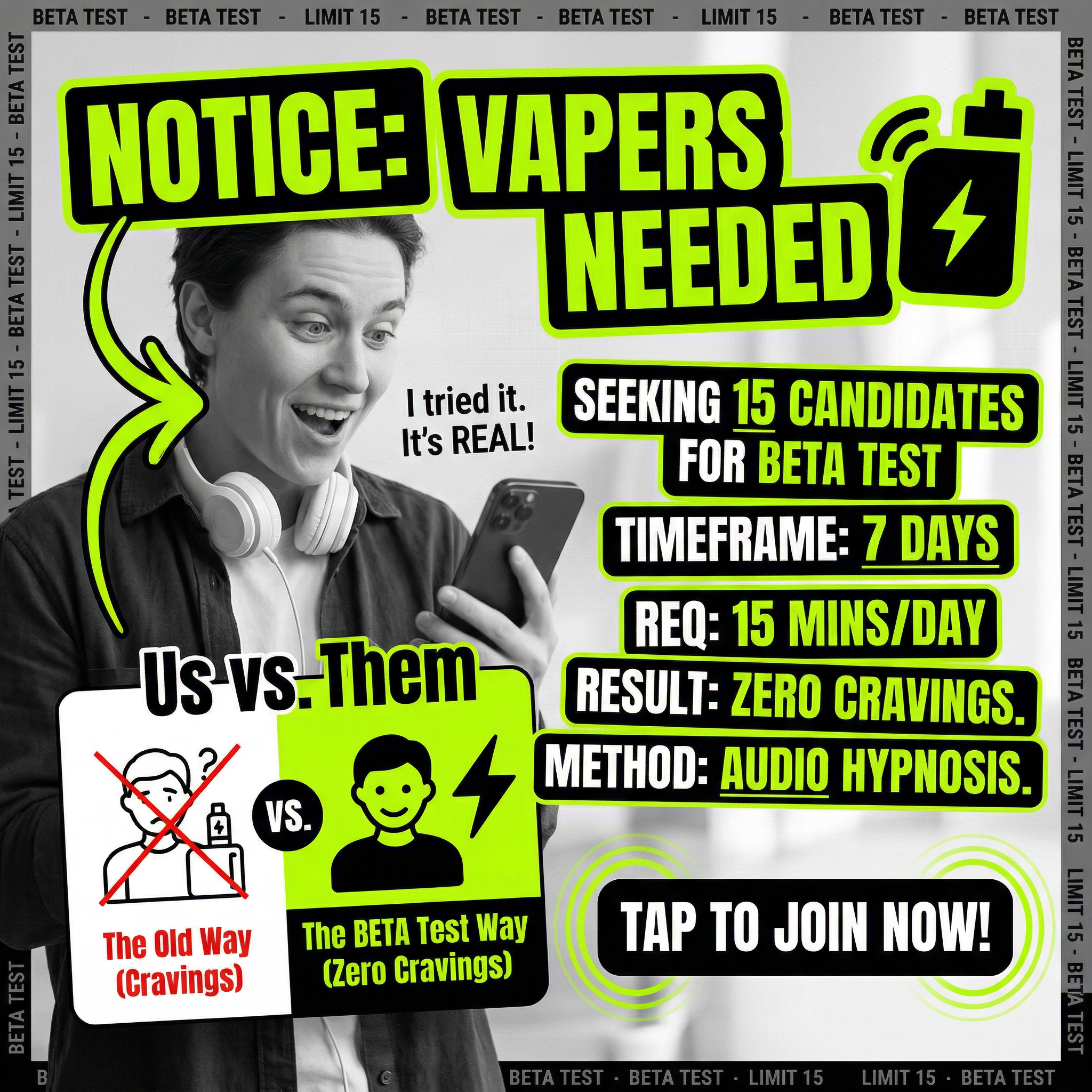 Hypnosis to Stop Smoking Facebook ad