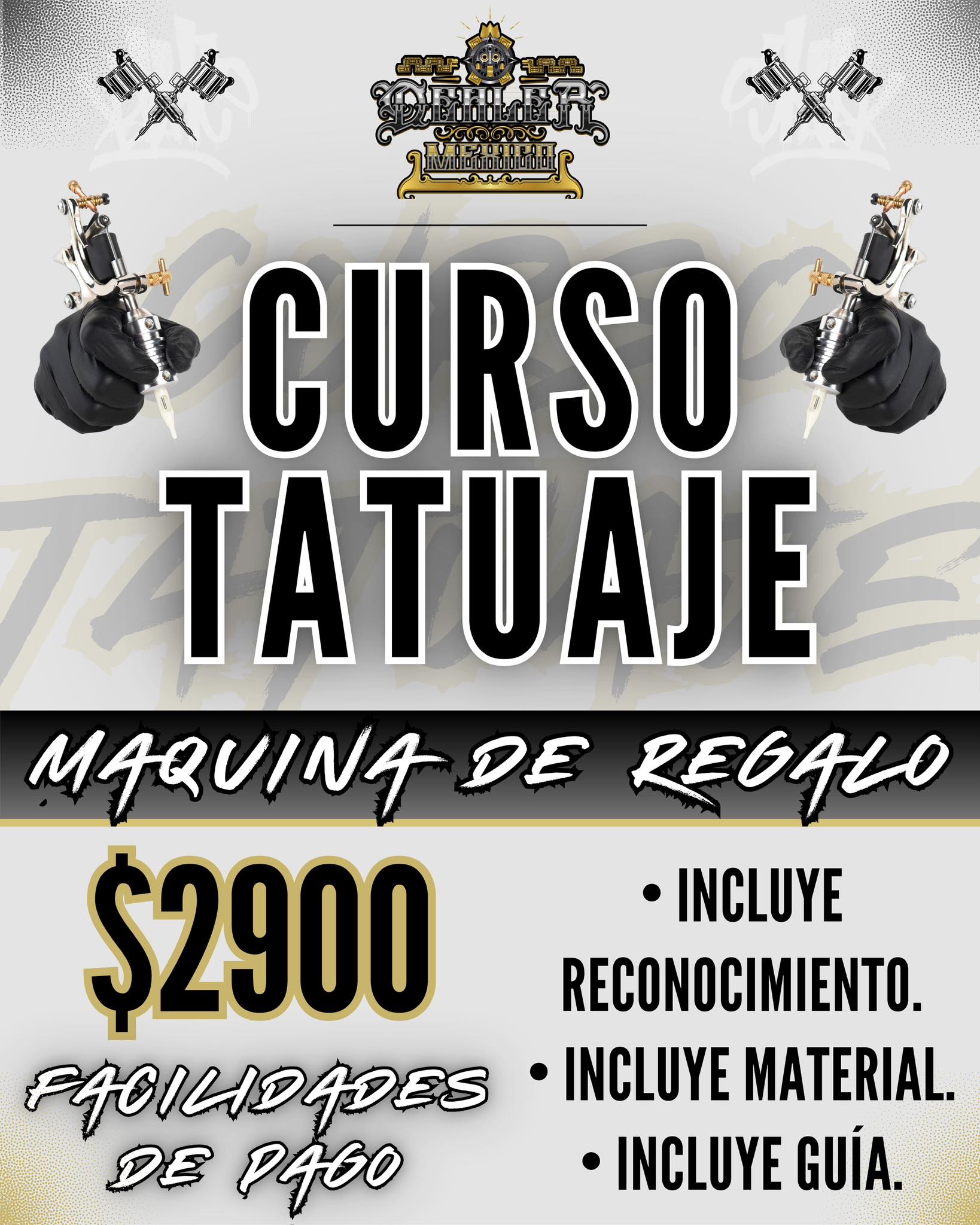 Dealer México. Facebook ad: Curso de tatuaje CDMX.