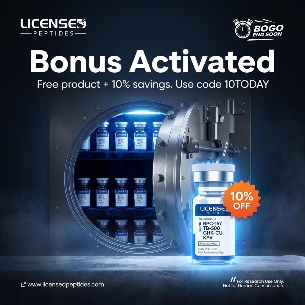 LicensedPeptides.com Facebook ad: Buy One Get One Free Sale Ends Soon