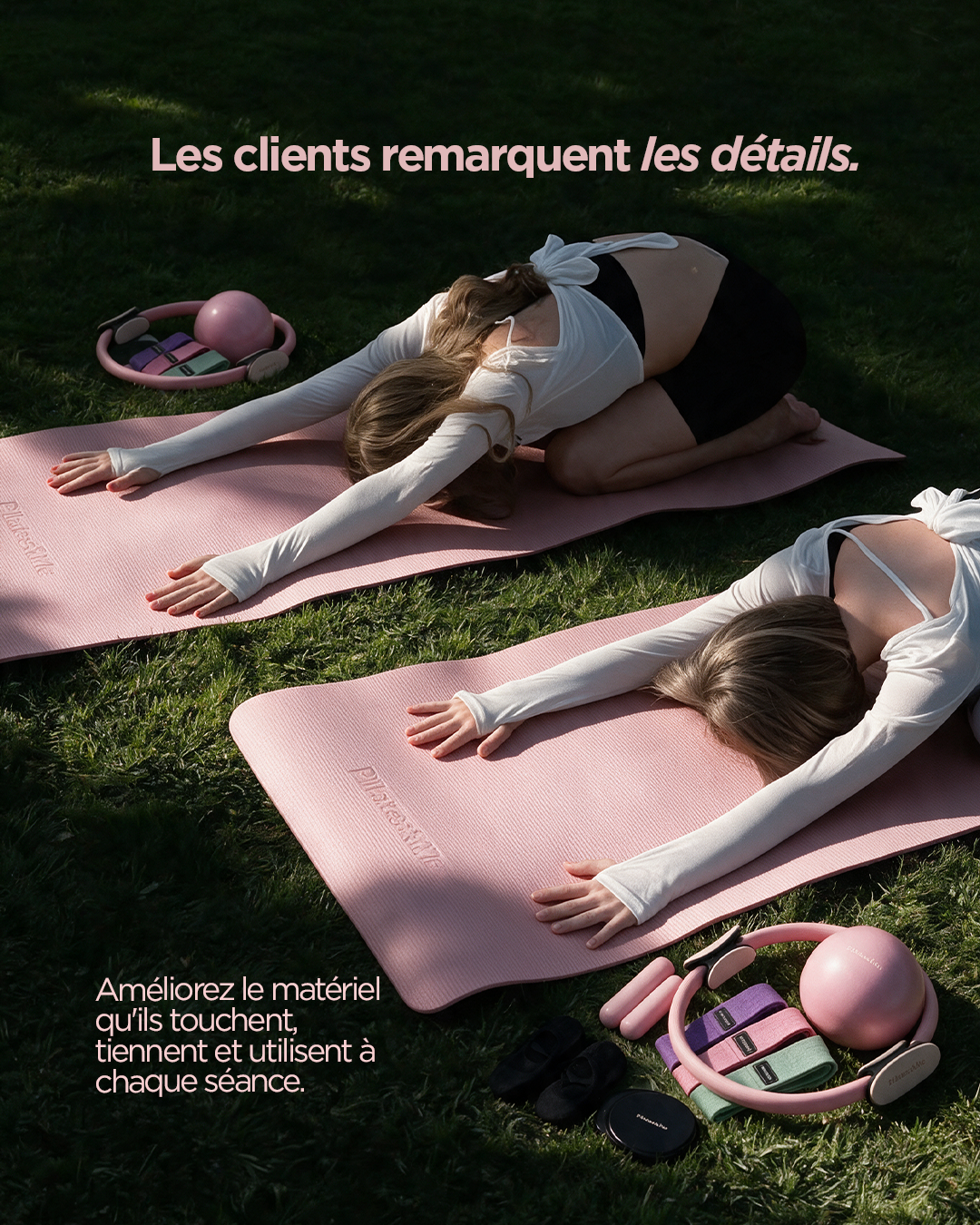 Pilates&Me France Facebook ad: Kit Pilates 8 essentiels à 157€HT
