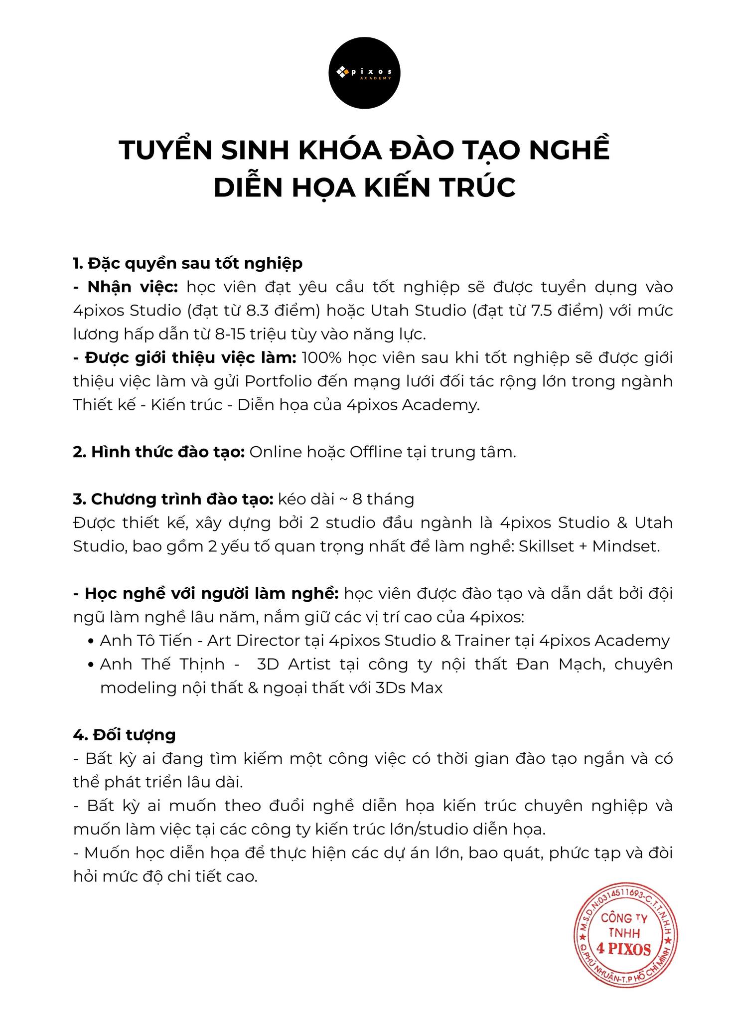 4pixos Academy - Đào Tạo Diễn Họa Kiến Trúc Quốc Tế Facebook ad