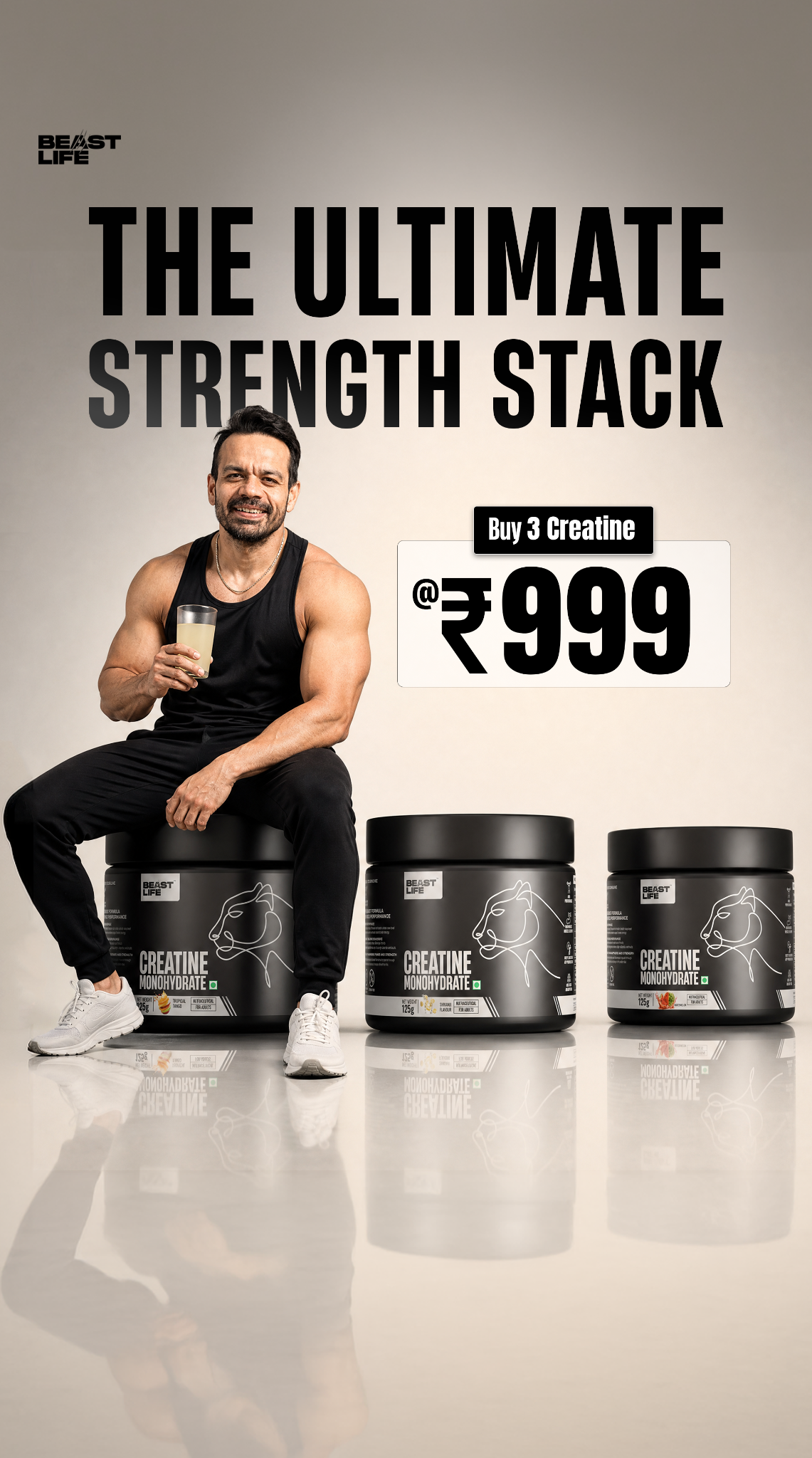 FitMuscle TV Facebook ad: Buy 3 Creatine @ ₹999